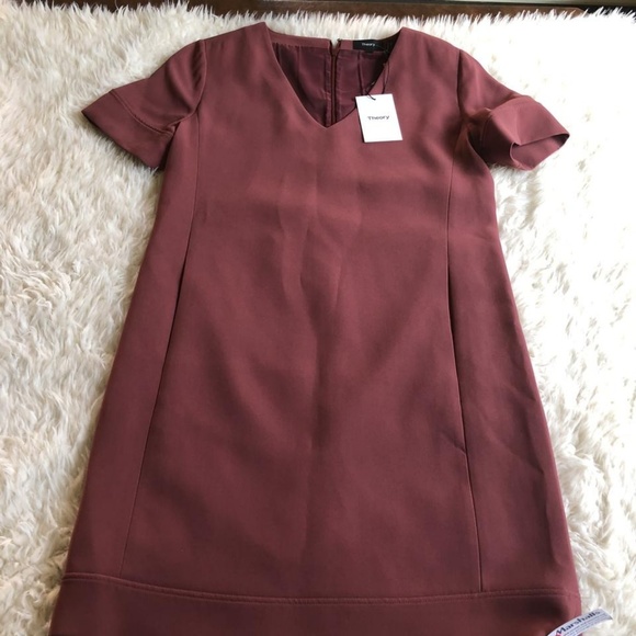 Price Firm $295 New Theory Deep Rose Shift Dress - Picture 2 of 3